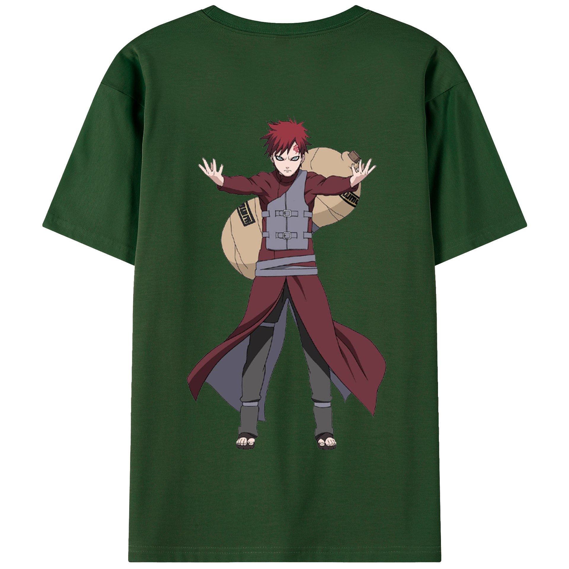 （画像用） NARUTO -ナルト- ガアラ Gaara 綿100％半袖Tシャツ（背面プリント）